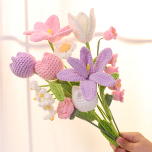 Mix di diversi <span class=keywords><strong>disegni</strong></span> a maglia fiori di girasole rosa tulipano per la composizione floreale Deco - Product Image 1