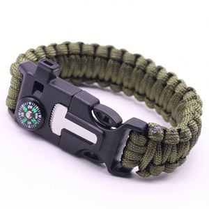 Bracelet de survie en métal léger de haute qualité, sifflet d'urgence pour sports de plein air, avec allume-feu 550 - Product Image 1