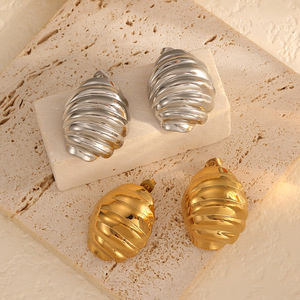 Geometric Spiral <b>Stud</b> Earrings Zinc Alloy Gold <b>Silver</b> Color For Women Fashion Jewelry - Product Image 1