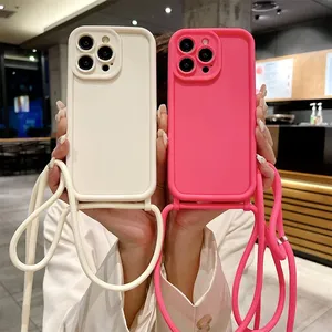 เคสโทรศัพท์สำหรับ <span class=keywords><strong>iPhone</strong></span> 16 14 13 15 PRO MAX 12 11 x XR XS <span class=keywords><strong>plus</strong></span> <span class=keywords><strong>SE</strong></span> <span class=keywords><strong>2022</strong></span> Crossbody ปรับได้เชือกเส้นเล็กกรอบนุ่ม - Product Image 1