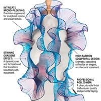 Rouleau de Tissu en Dentelle de Chiffon Crêpe Irisé pour la Confection de Robes, Sacs et Décorations – Tissu en Dentelle de Chiffon Organza Plissé et Volanté