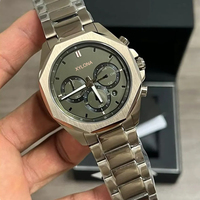 Montre chronographe à quartz haut de gamme pour homme avec boîtier polygonal et affichage de la date à halo inversé