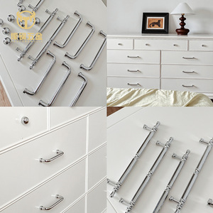 French Style Brass Furniture Handle Round Bar Cabinet <b>Door</b> <b>Knob</b> Wardrobe Drawer Pull <b>Silver</b> Plated Durable 6826 - Product Image 4