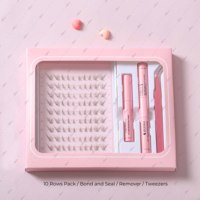 Kits DIY de Cils en Grappes Marron en Fibre Synthétique – Kit d'Extension de Cils Naturels Effet Œil de Chat et Foxy avec Colle et Scellant