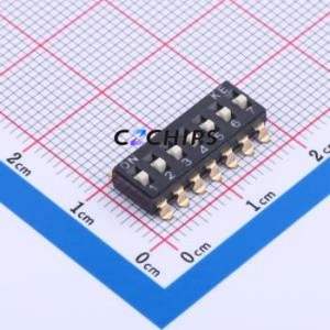 DSIC07LSGET DIP Switch SMD-14P,6x17.8mm Switch Flat Toggle, Raised Type Single Pole Single Throw 7 Gull Wing Type - Product Image 1