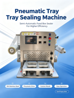 Verzegelingsverpakkingsmachine Pneumatische voedseltrays sealer Volledig automatische roestvrijstalen touchscreen HMI Fruit- en vleesdoos