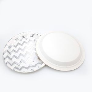 Hanlin <b>Disposable</b> Paper <b>Plates</b> Round Zigzag Pattern Party Dinner <b>Plates</b> Gold Silver Rose Gold - Product Image 2