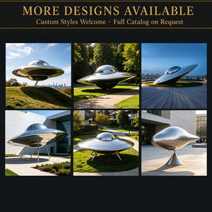 Sculpture de soucoupe volante <span class=keywords><strong>UFO</strong></span> moderne en acier inoxydable poli YOUFINE, décoration extérieure pour villa contemporaine et jardin - Product Image 2
