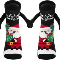 Nouvelles tendances transfrontalières : Chaussettes décontractées de Noël en coton pour l'automne et l'hiver, mi-mollet, avec aimants et pierres magnétiques, colorées