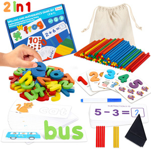 Juego de Alfabeto de Madera para Deletrear y Practicar Matemáticas, Juego Educativo de Letras y Operaciones para Niños - Product Image 1