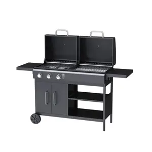 Bbq Gas GasGrill Grill Parts Trolley Black Gas Grill Outdoor Charcoal Comb Gas Bbq 3 Burners Grill Gaz Smoker