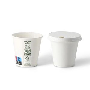 Gobelets en papier blancs à paroi simple, capacité 6 oz, diamètre 80 mm, couleur blanche, jetables, écologiques - Product Image 3