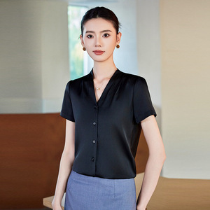 Front Desk Professional Work Shirt Women Short Sleeve Polyester Summer 2025 Comfortable Property Management Uniform - Product Image 2