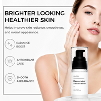Sérum Booster Antioxydant au Resvératrol et à l'Acide Hyaluronique Anti-Âge/Anti-Rides Hydratant Liquide Sans Silicone et Sans Cruauté Animale pour le Visage