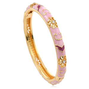 Enamel Open <strong>Bangle</strong> <strong>Bracelet</strong> for Women Palace Style Chinese Jingtailan Inspired Fashion Jewelry with Cloud Brocade Design - Product Image 6