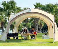 Abri de camping multi-personnes, pare-soleil, imperméable, à quatre côtés ventilés, auvent en forme de dôme, grand gazebo extérieur avec revêtement argenté, personnalisé