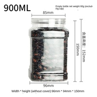 Boîtes d'emballage en plastique PET carrées de 900ml de qualité alimentaire pour graines de melon céréales fruits secs noix gelée chocolat