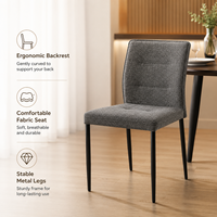 Chaise de salle à manger capitonnée minimaliste moderne, dossier haut en tissu avec pieds en métal noir, mobilier de salon pour la maison