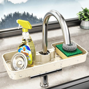 Support de rangement mural en plastique pour robinet de cuisine, égouttoir pour éponge et savon à vaisselle - Product Image 1