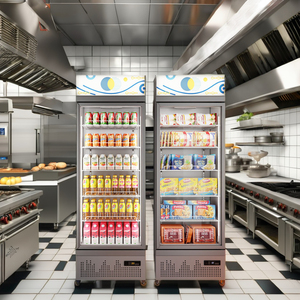 Nhiệt độ đơn Side-by-side tủ lạnh thẳng đứng đồ uống hiển thị tủ lạnh kiểm soát fan hâm mộ di động tủ lạnh cửa kính - Product Image 1