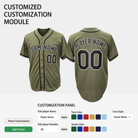 Maillot de baseball personnalisé vert olive avec nom et numéro brodés, fermeture boutonnée intégrale, vêtements de sport, streetwear hip-hop, chemises d'équipe