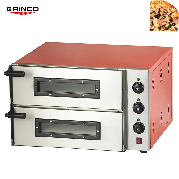 Profesional ss doble capa 220 voltios eléctrico 12 "2pcs/horno de pizza para pequeño restaurante