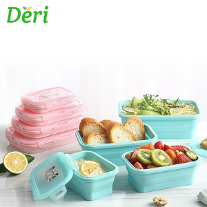 Wholesale Biodegradable Collapsible Adult Tiffin 4 Pieces in Sets school Silicone Food folding Container Kids Bento Lunch Box