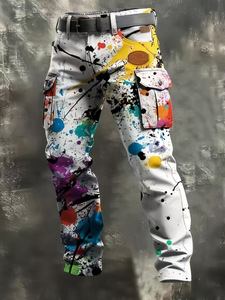 <span class=keywords><strong>Pantalon</strong></span> Cargo Vintage Graffiti Printemps <span class=keywords><strong>Coupe</strong></span> <span class=keywords><strong>Droite</strong></span> Ample Multi-Poches Polyvalent Décontracté Long pour Hommes – Vente en Gros Transfrontalière - Product Image 1