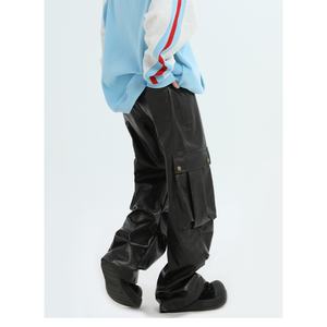 Pantalones de Cuero Holgados de Moda Personalizados para Hombre, Estilo Motociclista, con Pliegues en la Parte Inferior, Múltiples Bolsillos, Pantalones Cargo para Hombre - Product Image 5