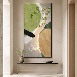 Allée scandinave abstraite nature morte Art salon fond mur verdure cristal porcelaine peinture suspendue - Product Image 4
