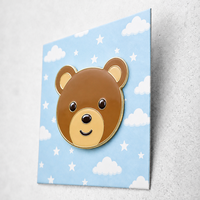 Épinglette en émail personnalisée motif ours de dessin animé mignon, vente en gros, badge de revers en émail dur avec carte de support pour cadeau promotionnel pour enfants
