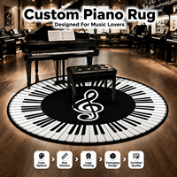 Tapis de piano décoratif rond personnalisé en gros avec base antidérapante et résistante aux taches pour magasin d'instruments et usage commercial