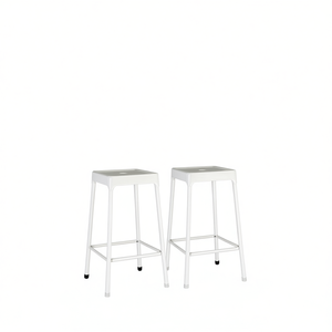 Sgabelli da Bar in Metallo Bianco, Design Minimalista Moderno con Rivestimento in Polvere, Arredamento Commerciale - Product Image 1