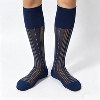 Chaussettes habillées japonaises vintage en nylon pour hommes, montantes au-dessus du genou, élastiques, transparentes, respirantes, pour tenue de ville et décontractée