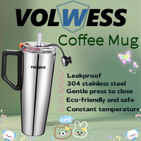 Mug à café isotherme innovant avec poignée et couvercle, facile à nettoyer, doublure lisse et brosse de nettoyage – Cadeau d'affaires discret