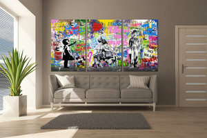 Pop Art Print Wall Decor Brainwash Canvas Extra Large Street Art Graffiti Urban Balloon Girl <span class=keywords><strong>Banksy</strong></span> Painting - Product Image 4