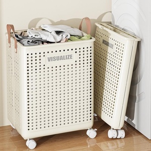 <span class=keywords><strong>Panier</strong></span> de rangement domestique pliable de grande capacité en plastique de conception de corde en tissu durable pour les vêtements sales, les jouets et la lessive - Product Image 5