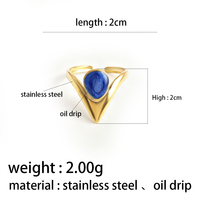 Bagues ouvertes en forme de V en acier inoxydable plaqué or 18 carats, bijoux vintage en émail spirale coloré pour femmes
