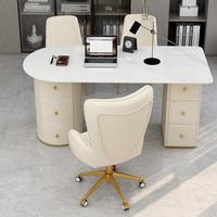Bureau de direction en dalle de roche de luxe léger avec 2 tiroirs, design moderne et épuré pour usage commercial, immeuble de bureaux, chambre, hôpital