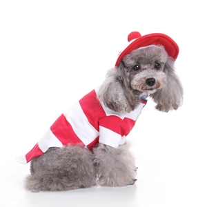 <span class=keywords><strong>Disfraz</strong></span> de Perro para Navidad, <span class=keywords><strong>Halloween</strong></span> e Invierno, Ropa para Mascotas de Poliéster con Rayas Rojas y Blancas, Gorro Suave para Perros Pequeños y Medianos, Venta al Por Mayor - Product Image 3
