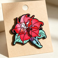 Broche commémorative en émail dur, motif fleur scintillante, imprimée UV, en alliage écologique, épinglette de revers