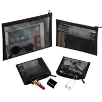 Sac de rangement multifonctionnel en maille avec fermeture éclair pour articles divers, maquillage, cadeaux, exposition, usage quotidien, fête, avec logo personnalisé