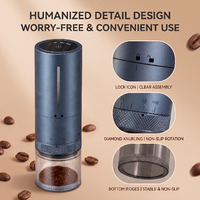 Moulin à café rechargeable par USB en alliage d'aluminium, avec affichage de la batterie, réglage externe, pour poudre d'espresso, camping en plein air