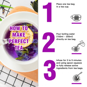 Mezcla de Flores de Té <span class=keywords><strong>Azul</strong></span> de Marca Propia, Flor de Clitoria Ternatea, Limón, Jengibre y Stevia, Té Herbal Saludable - Product Image 4