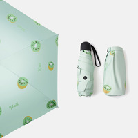Parapluie de voyage manuel classique à motif de fruits imprimé numériquement, protection solaire noire anti-UV, mini parapluie pliable 5 sections