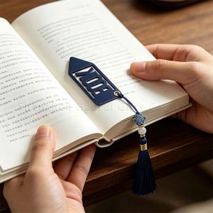Classic Arrow Shaped PU Leather Hollow Out <b>Bookmark</b> Elegant Book Page Mark with Chinese Knot Tassel Page Clip School Office Gift - Product Image 4