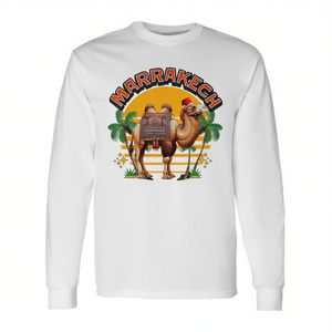 Camiseta de manga larga Marrakech Camel Sunset con diseño de viaje por Marruecos - Product Image 2