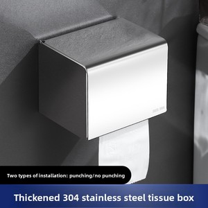 <span class=keywords><strong>Portarotolo</strong></span> da Parete in Acciaio Inossidabile con Coperchio, Design Compatto Salvaspazio, Dispenser Doppio per Carta Igienica - Product Image 4