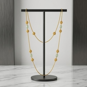 Collier Mala antique en argent 925 avec perles vert clair, longue chaîne traditionnelle, bijoux ethniques pour femmes - Product Image 3