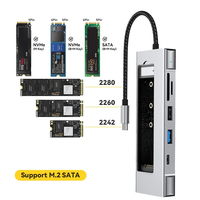 Base de Conexión USB C 8 en 1 OEM, 100W PD, 4K 30Hz HDMI, USB 3.2, 2.0, SD, TF, Doble NVME NGFF para MacBook y PC